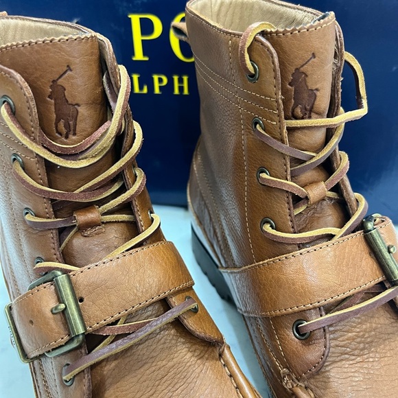 Polo by Ralph Lauren Tan Moc-Toe Boots Durable Sole - Picture 11 of 14
